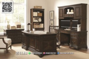 Set Meja Kantor Kayu Jati Dima – Klasik Dan Awet 112FI
