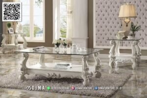 Meja Tamu Mewah Putih Klasik Finishing Duco Jepara 129FI