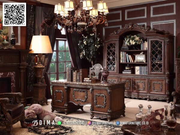 Meja Kantor Jati Mewah Ukiran Klasik Jepara Premium 113FI