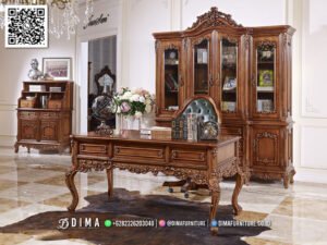 Meja Kantor Klasik Kayu Jati Jepara Tampilan Mewah 139FI