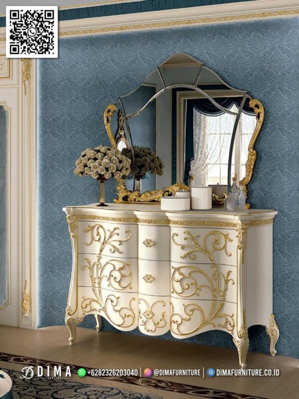 Meja Konsol Clarencia Gold Luxury Klasik Jepara 135FI