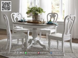 Meja Makan Bundar Minimalis Putih Gaya Vintage Mewah 168FI