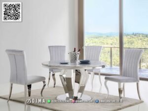 Meja Makan Bundar Stainless Silver Modern Elegan Armonia 153FI
