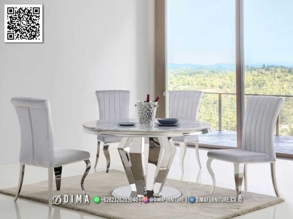Meja Makan Bundar Stainless Silver Modern Elegan Armonia 153FI