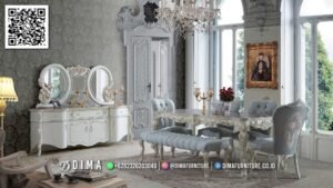 Meja Makan D’Amora Blue – Desain Klasik Premium 165FI