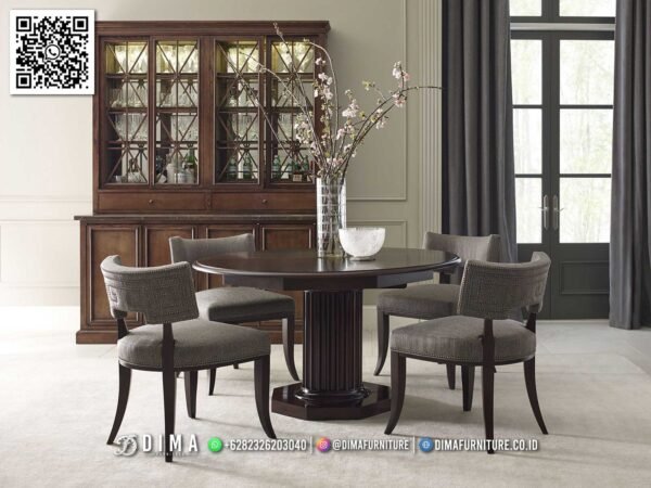 Meja Makan Kayu Solid Desain Natural Elegan 154FI