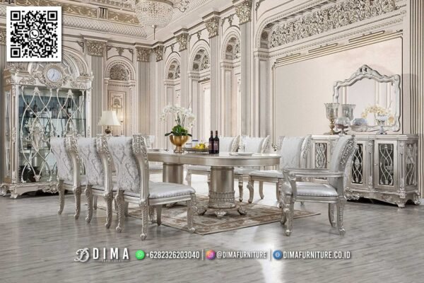 Meja Makan Klasik Mewah Silver Jepara Terbaru 122FI