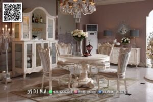 Meja Makan Mewah Klasik Ivory Jepara Terbaru 2025 123FI