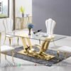 Meja Makan Modern Kaca Gold Premium Elegan Look 151FI