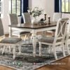 Meja Makan Veronica Elegan Kayu Solid Putih Natural 166FI