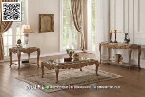 Meja Tamu Ukir Klasik Gold Jepara Premium 128FI