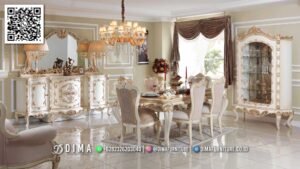 Ruang Makan Mewah Levidora Ivory Gold Desain Timeless 162FI