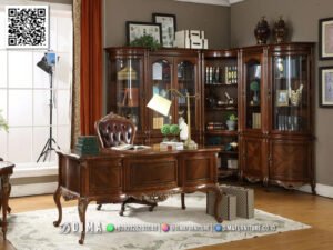 Set Meja Kantor Klasik Jati Elegan Mewah Jepara 118FI