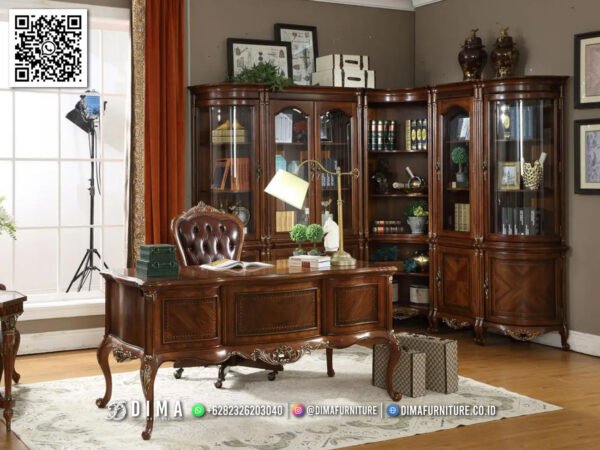 Set Meja Kantor Klasik Jati Elegan Mewah Jepara 118FI