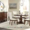 Set Meja Makan Bulat Premium Elegan Finishing Coklat 156FI