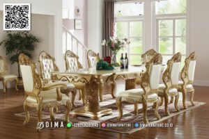 Set Meja Makan Mewah Klasik Gold Jepara Terbaru 2025 125FI