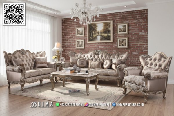 Sofa Tamu Mewah Klasik Premium Kayu Jati Elizabeth 158FI
