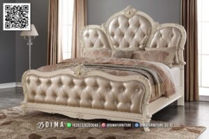 Ranjang Tempat Tidur Ukir Mewah Pearl Gold Elegan 186FI