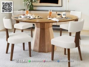 Set Meja Makan Kayu Jati – Minimalis Elegan Modern 177FI