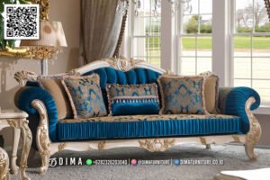 Sofa Ruang Tamu Mewah Claudia Blue Premium Look 171FI
