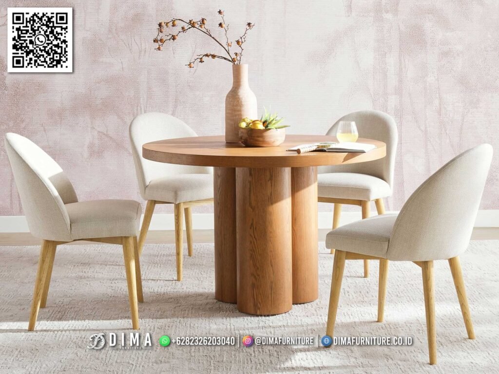Meja Makan Bulat Kayu Amarise