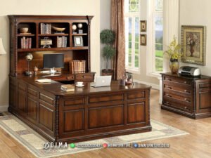Set Meja Kantor Jati Model Sudut Bestseller 212FI