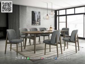 Set Meja Makan Minimalis Jati Solid Zola Grey Premium 202FI