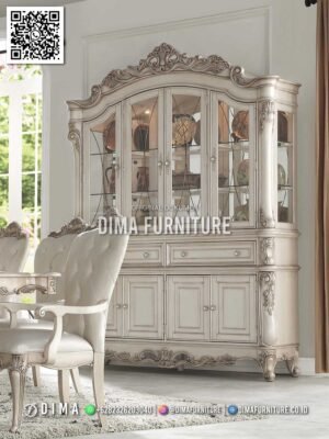 Lemari Pajangan Mewah Jepara Duco Ivory Aurelia 244FI