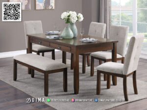 Set Meja Makan Kayu Jati Minimalis Berkualitas Tinggi 255FI