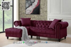 Sofa Sudut Chesterfield Lavera Maroon Best Seller 285FI