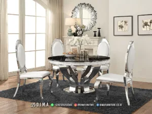Set Meja Makan Minimalis Marmer Silver Wilfred 292FI