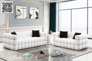 Sofa Tamu Minimalis Mewah White Boucle Premium 305FI