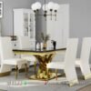 Harga Meja Makan Minimalis Modern Glamour Sophia Gold 332FI