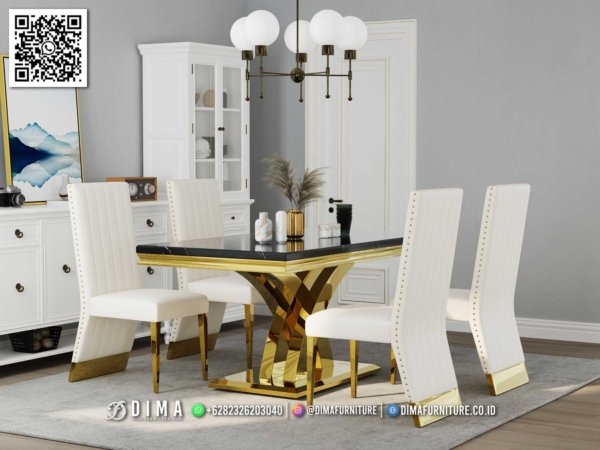 Harga Meja Makan Minimalis Modern Glamour Sophia Gold 332FI