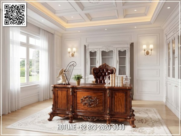 Meja Kantor Executive Jati Elegan Premium Claire 338FI