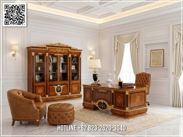 Meja Kantor Mewah Royal Classic Jati Impressive 341FI