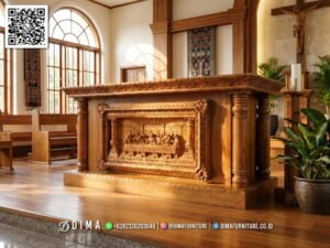 Meja Altar Gereja Jati Ukir Mewah Authentic 348FI