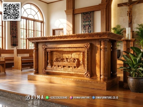 Meja Altar Gereja Jati Ukir Mewah Authentic 348FI