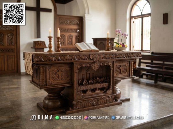 Mimbar Sembahyang, Meja Altar Gereja Valentina Jati 347FI