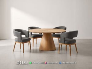 Meja Makan Jati Jepara Round Modern 393FI