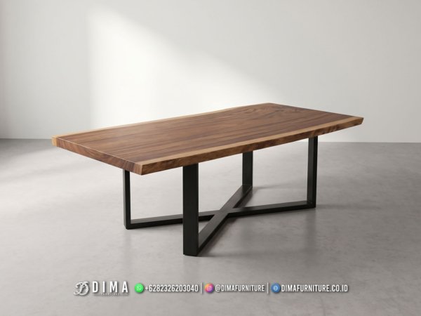 Meja Makan Trembesi Kaki Besi Silang 398FI