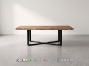 Model Meja Makan Trembesi Kaki Besi Silang 398FI