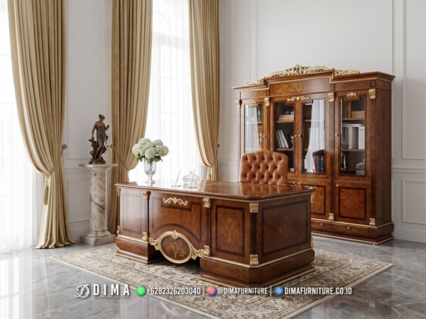 Meja Direktur Mewah Jati Jepara Valdemar Gold