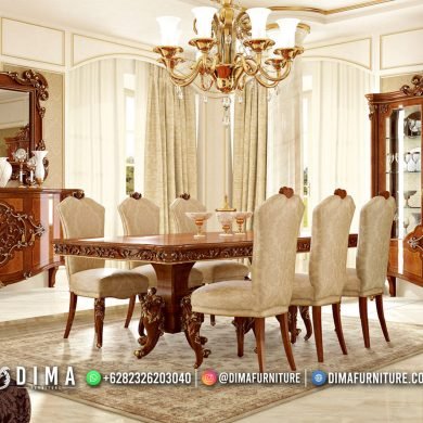 FURNITURE MEJA MAKAN MEWAH 8 KURSI JATI 168FI