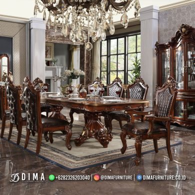 INTERIOR MEJA MAKAN JATI TERBARU MEWAH 9FI