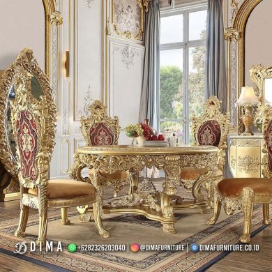 LUXURY GOLD MEJA MAKAN MEWAH UKIR CANTIK CAMILLA 3FI